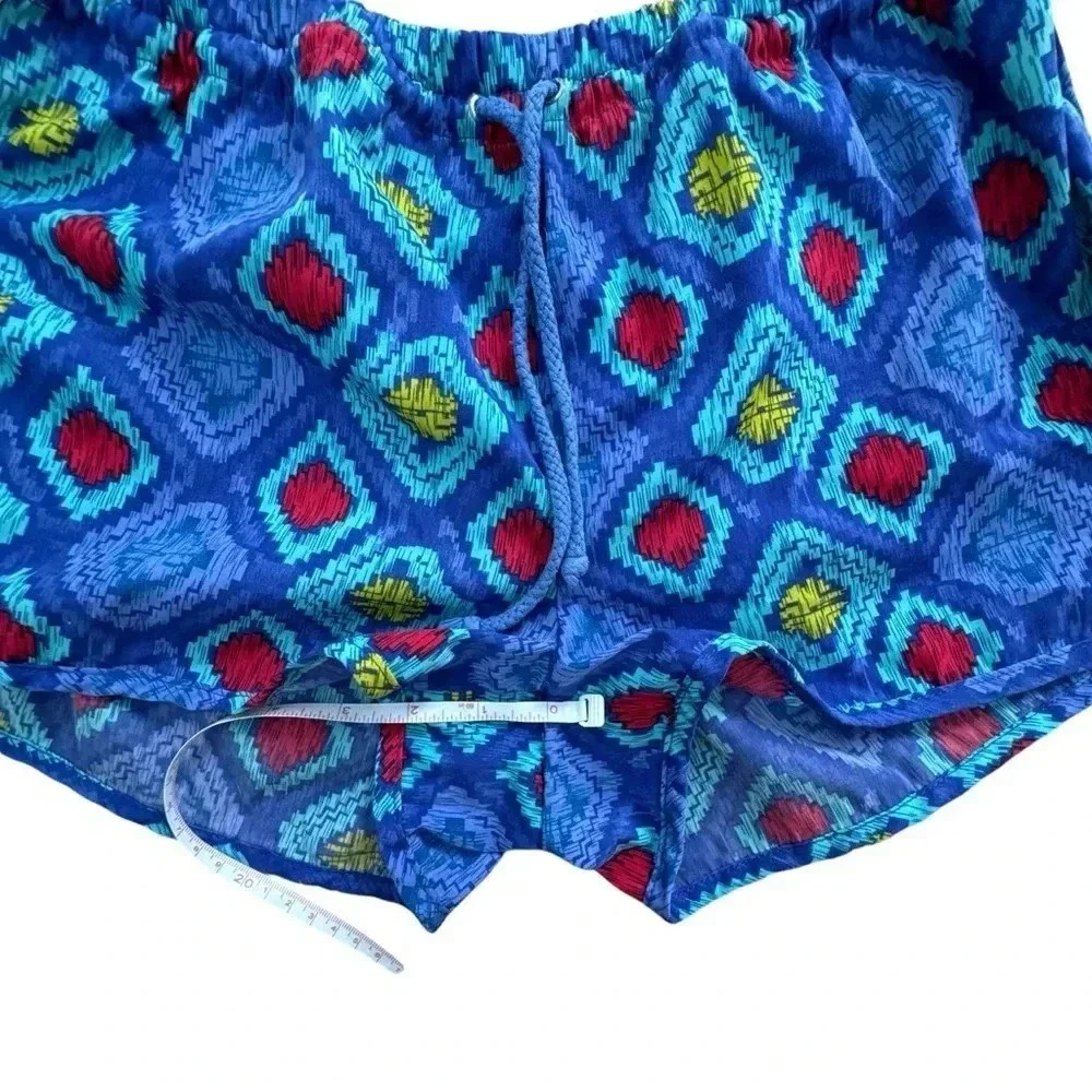 Cotton On Blue Low Rise Pajama Shorts Boho Print Beachy Pool Cover up - Picture 6 of 7